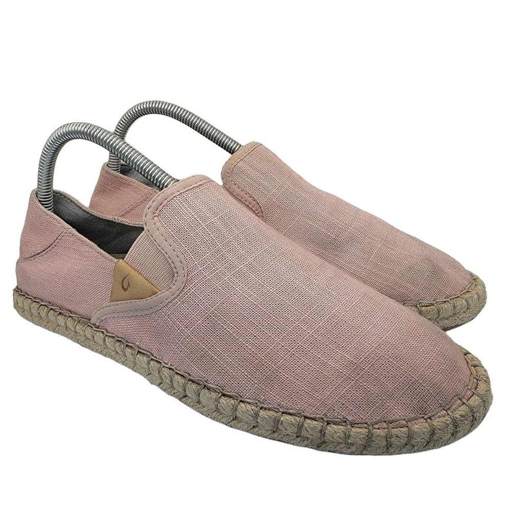 Olukai Kaula Pa'a Kapa Women Sz 8.5 Pink Espadrilles Linen Slip-On Shoes Loafers